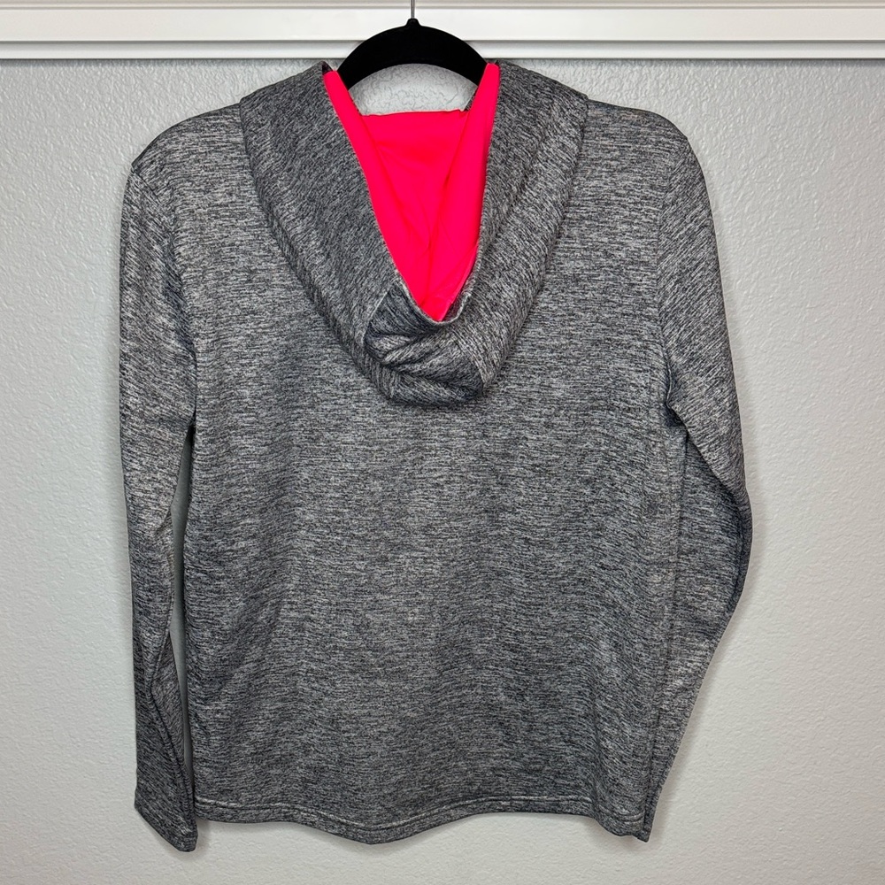 Under Armour Heather Gray Hoodie with Hot Pink Logo - Picture 5 of 6